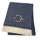 55" X 70" Navy Blue And White Herringbone Cotton Blend S Initial Throw Blanket with Tassels And Embroidery