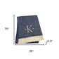 55" X 70" Navy Blue And White Herringbone Cotton Blend S Initial Throw Blanket with Tassels And Embroidery