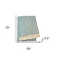 55" X 70" Sky Blue And White Herringbone Cotton Blend S Initial Throw Blanket with Tassels And Embroidery