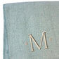 55" X 70" Sky Blue And White Herringbone Cotton Blend S Initial Throw Blanket with Tassels And Embroidery