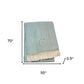 55" X 70" Sky Blue And White Herringbone Cotton Blend S Initial Throw Blanket with Tassels And Embroidery