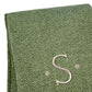 55" X 70" Moss Green And White Herringbone Cotton Blend S Initial Throw Blanket with Tassels And Embroidery
