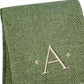55" X 70" Moss Green And White Herringbone Cotton Blend S Initial Throw Blanket with Tassels And Embroidery