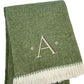 55" X 70" Moss Green And White Herringbone Cotton Blend S Initial Throw Blanket with Tassels And Embroidery