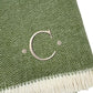 55" X 70" Moss Green And White Herringbone Cotton Blend S Initial Throw Blanket with Tassels And Embroidery