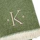 55" X 70" Moss Green And White Herringbone Cotton Blend S Initial Throw Blanket with Tassels And Embroidery
