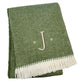 55" X 70" Moss Green And White Herringbone Cotton Blend S Initial Throw Blanket with Tassels And Embroidery