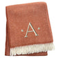 55" X 70" Terra Cotta And White Herringbone Cotton Blend S Initial Throw Blanket with Tassels And Embroidery