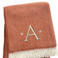 55" X 70" Terra Cotta And White Herringbone Cotton Blend S Initial Throw Blanket with Tassels And Embroidery