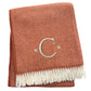 55" X 70" Terra Cotta And White Herringbone Cotton Blend S Initial Throw Blanket with Tassels And Embroidery
