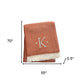 55" X 70" Terra Cotta And White Herringbone Cotton Blend S Initial Throw Blanket with Tassels And Embroidery