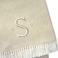 55" X 70" Linen And White Herringbone Cotton Blend S Initial Throw Blanket with Tassels And Embroidery