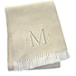 55" X 70" Linen And White Herringbone Cotton Blend S Initial Throw Blanket with Tassels And Embroidery