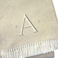 55" X 70" Linen And White Herringbone Cotton Blend S Initial Throw Blanket with Tassels And Embroidery