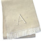 55" X 70" Linen And White Herringbone Cotton Blend S Initial Throw Blanket with Tassels And Embroidery