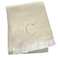 55" X 70" Linen And White Herringbone Cotton Blend S Initial Throw Blanket with Tassels And Embroidery