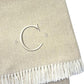55" X 70" Linen And White Herringbone Cotton Blend S Initial Throw Blanket with Tassels And Embroidery