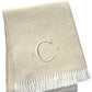 55" X 70" Linen And White Herringbone Cotton Blend S Initial Throw Blanket with Tassels And Embroidery