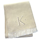 55" X 70" Linen And White Herringbone Cotton Blend S Initial Throw Blanket with Tassels And Embroidery