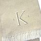 55" X 70" Linen And White Herringbone Cotton Blend S Initial Throw Blanket with Tassels And Embroidery