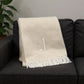 55" X 70" Linen And White Herringbone Cotton Blend S Initial Throw Blanket with Tassels And Embroidery