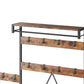 71" Black And Brown Rustic Ten Hook Coat Rack Storage Bench