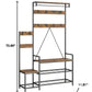 71" Black And Brown Rustic Ten Hook Coat Rack Storage Bench