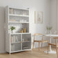 73" White Stainless Steel Textured Door Dining Hutch With Two Doors