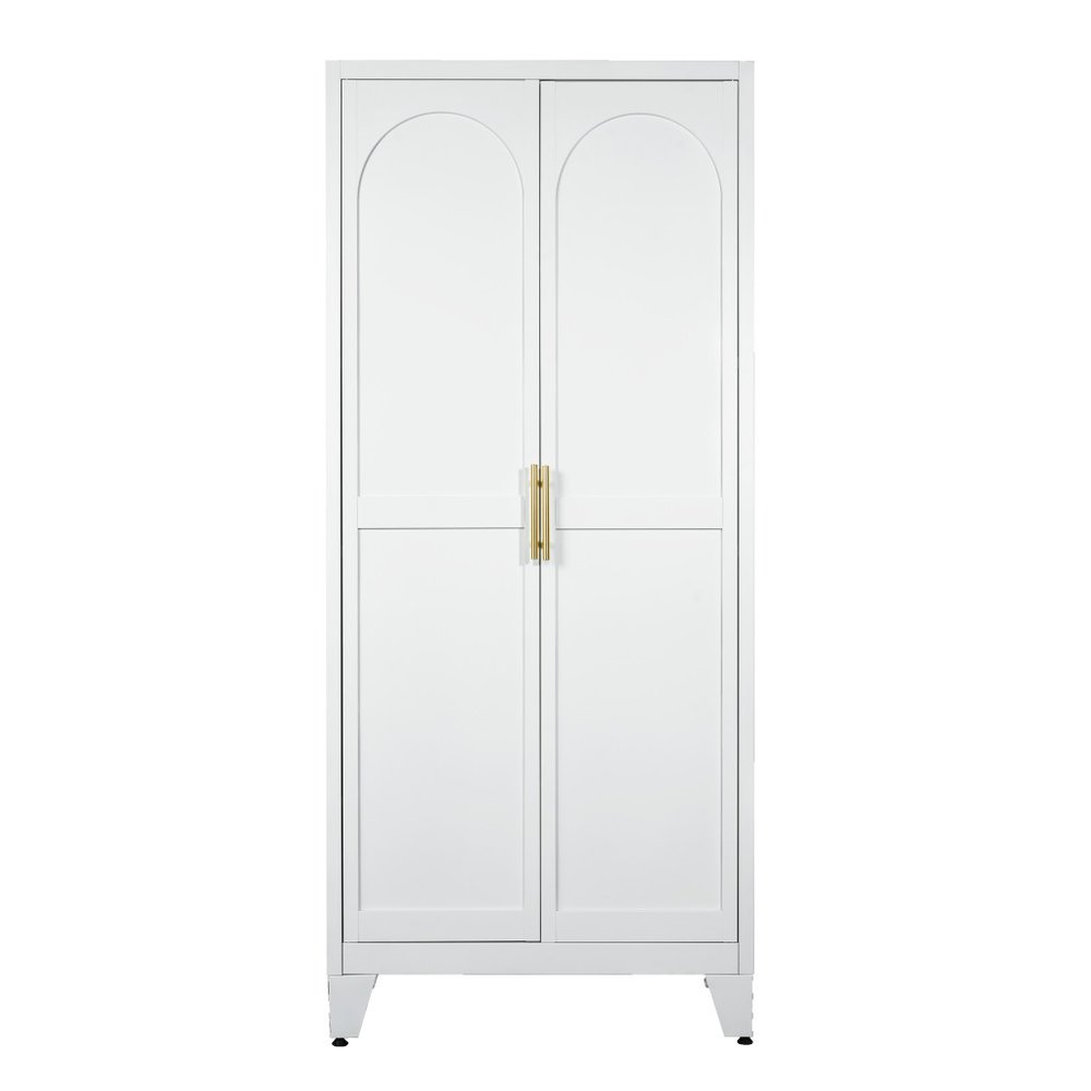 71" White Steel Pantry Or Storage Closet With Arched Panel Doors