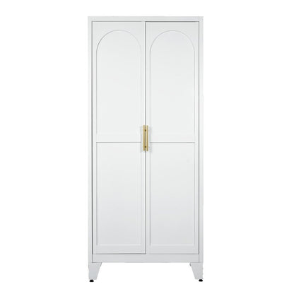 71" White Steel Pantry Or Storage Closet With Arched Panel Doors
