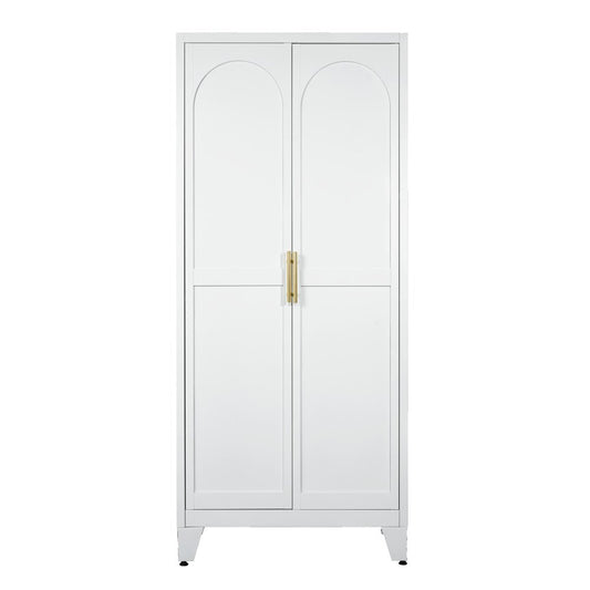 71" White Steel Pantry Or Storage Closet With Arched Panel Doors