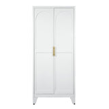 71" White Steel Pantry Or Storage Closet With Arched Panel Doors