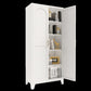 71" White Steel Pantry Or Storage Closet With Arched Panel Doors
