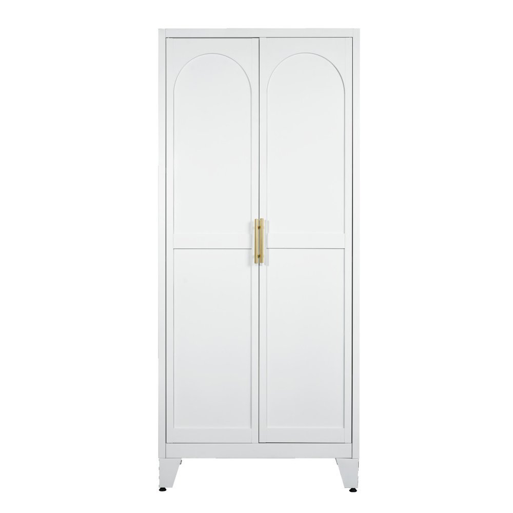 71" White Steel Pantry Or Storage Closet With Arched Panel Doors