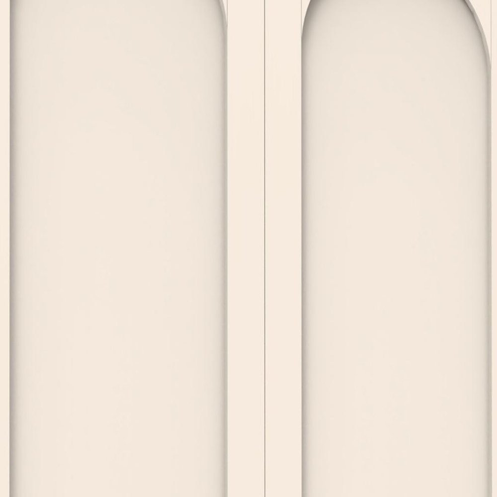 71" Cream Stainless Steel Locking Pantry Or Storage Closet With Arched Panel Doors