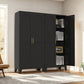 61" Black Stainless Steel Pantry Or Storage Closet With Arched Panel Doors