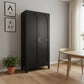 61" Black Stainless Steel Pantry Or Storage Closet With Arched Panel Doors