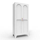 61" White Stainless Steel Pantry Or Storage Closet With Arched Panel Doors