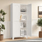61" White Stainless Steel Pantry Or Storage Closet With Arched Panel Doors