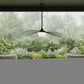 34" Black Aluminum Geometric Wavy LED Dimmable Outdoor Hanging Light