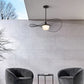 34" Black Aluminum Geometric Wavy LED Dimmable Outdoor Hanging Light