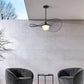 34" Black Aluminum Geometric Wavy LED Dimmable Outdoor Hanging Light