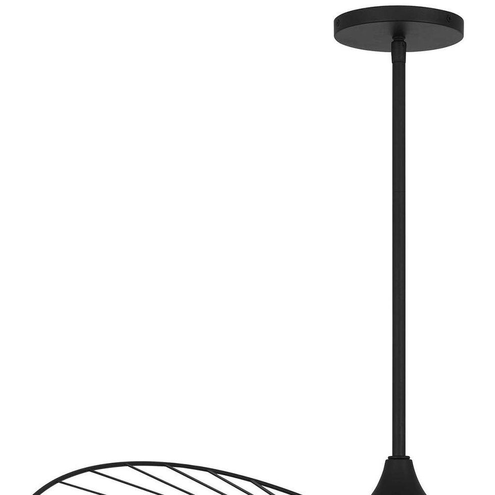 34" Black Aluminum Geometric Wavy LED Dimmable Outdoor Hanging Light