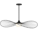 44" Black Aluminum Geometric Wavy LED Dimmable Outdoor Hanging Light