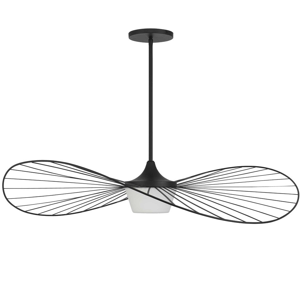 44" Black Aluminum Geometric Wavy LED Dimmable Outdoor Hanging Light