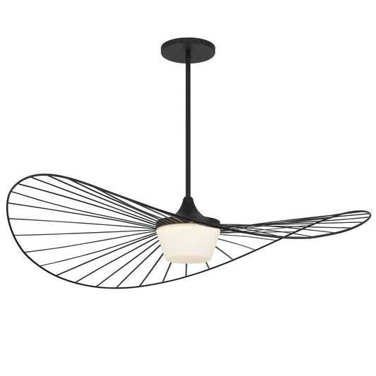 44" Black Aluminum Geometric Wavy LED Dimmable Outdoor Hanging Light