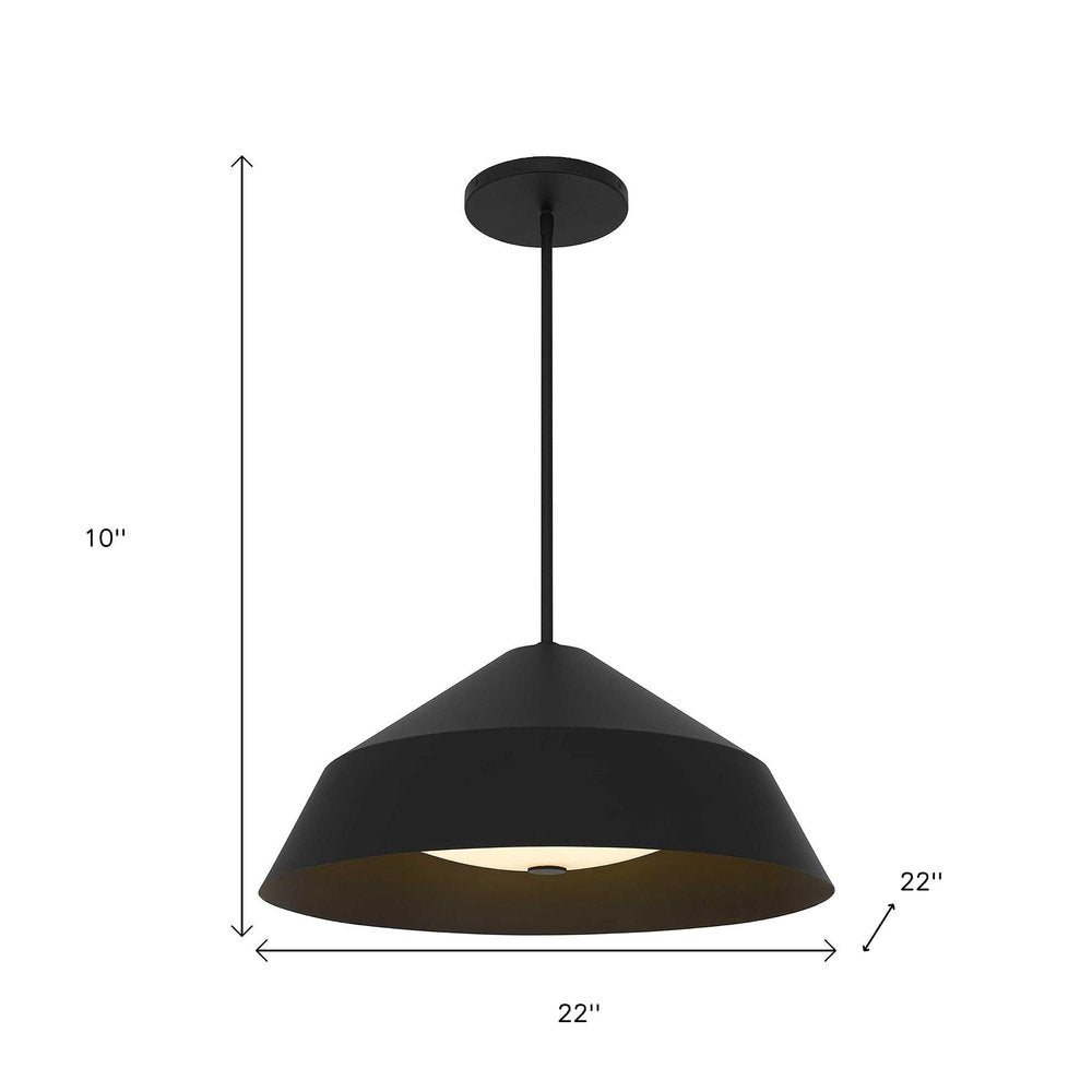 22" Black Aluminum Geometric LED Dimmable Outdoor Pendent Hanging Light