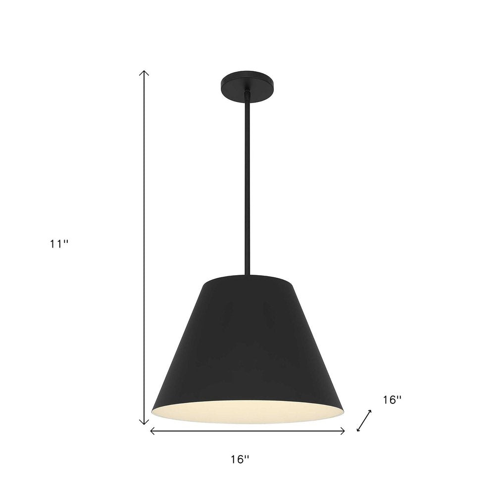 16" Black Aluminum Cone LED Dimmable Outdoor Pendent Hanging Light