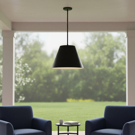 16" Black Aluminum Cone LED Dimmable Outdoor Pendent Hanging Light