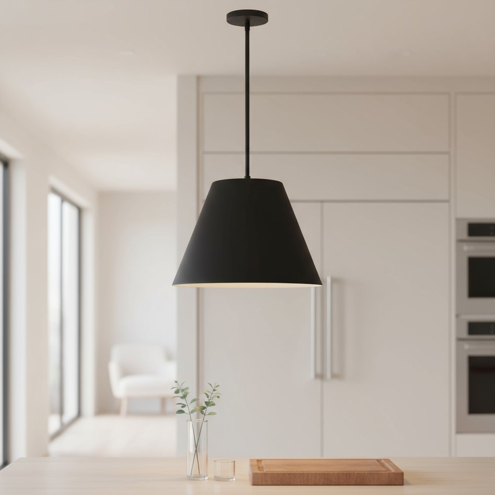 16" Black Aluminum Cone LED Dimmable Outdoor Pendent Hanging Light